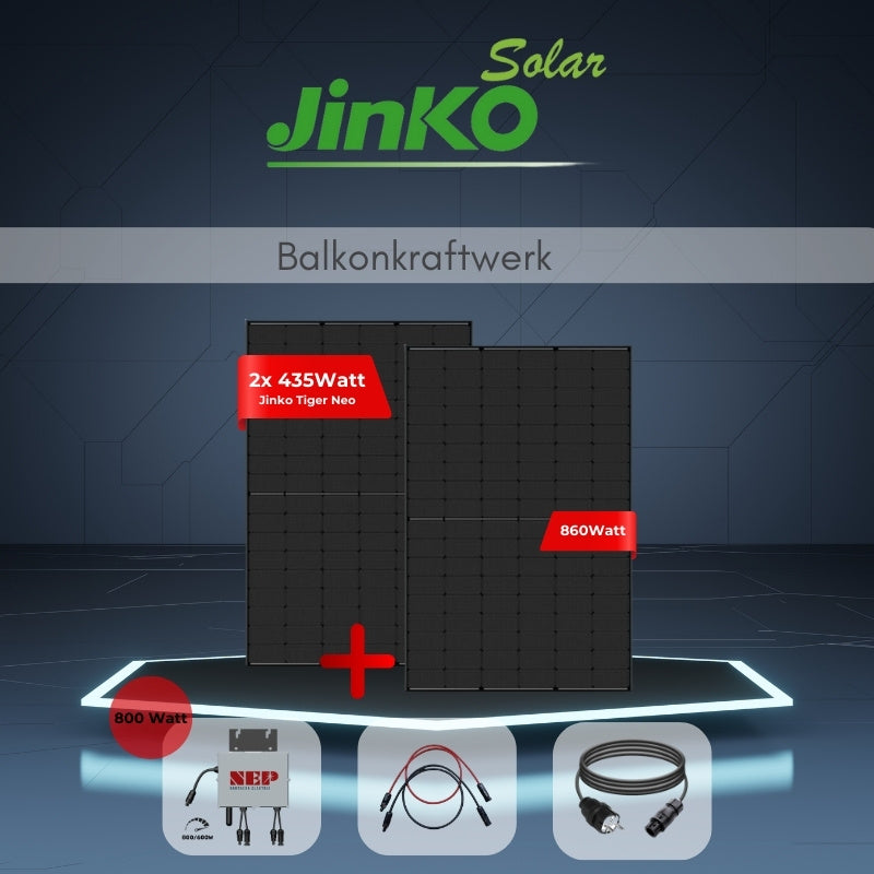 870 Watt Balkonkraftwerk - 2x 435W JinkoSolar Full Black Module