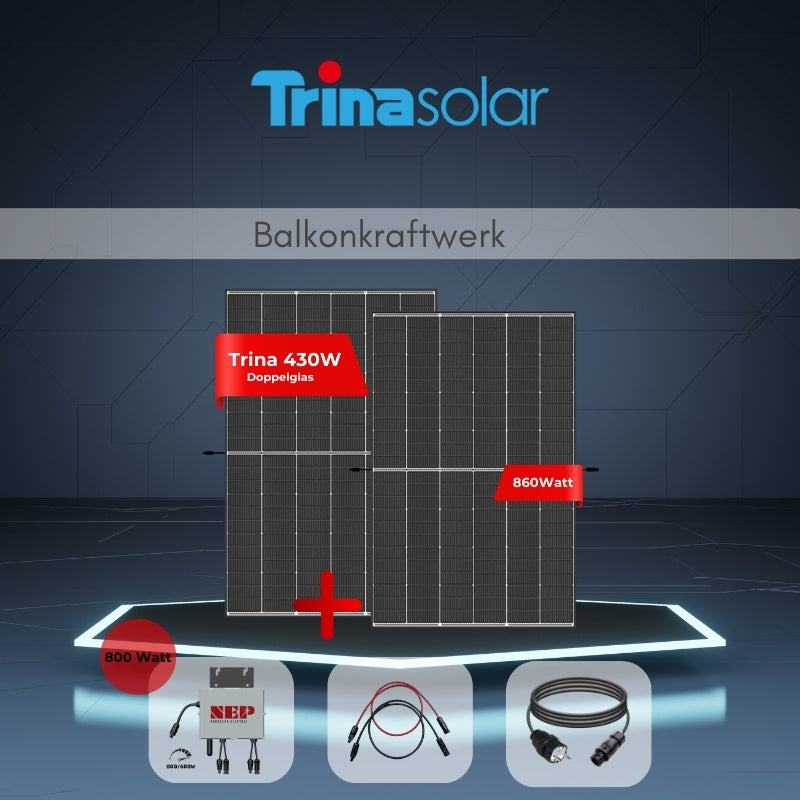 860 Watt Balkonkraftwerk - 2x 430W TrinaSolar Black Frame Module