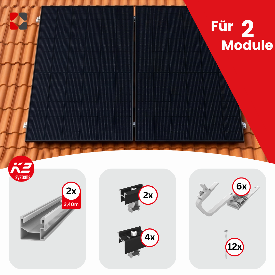 K2 Schrägdach Montageset - 2 Module