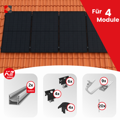 K2 Schrägdach Montageset - 4 Module