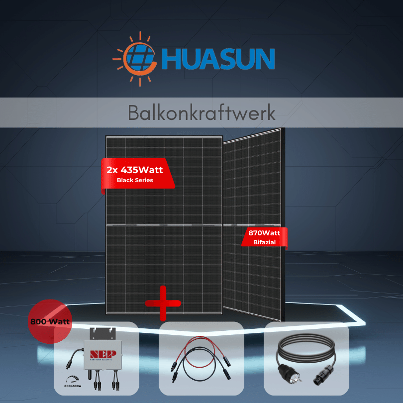 870 Watt Balkonkraftwerk - 2x 435W Huasun G10 Black Series Module